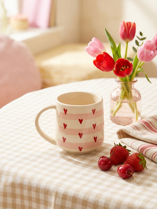 Striped Heart Mug
