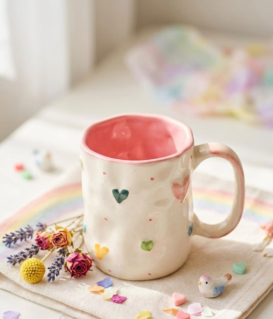 Pastel Hearts Handcrafted Mug
