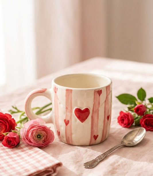 Embossed Heart Stripe Mug