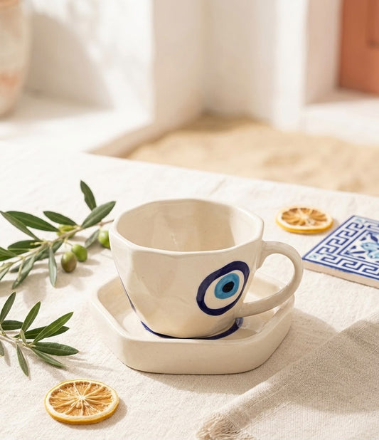 Evil Eye Espresso Cup & Saucer Set